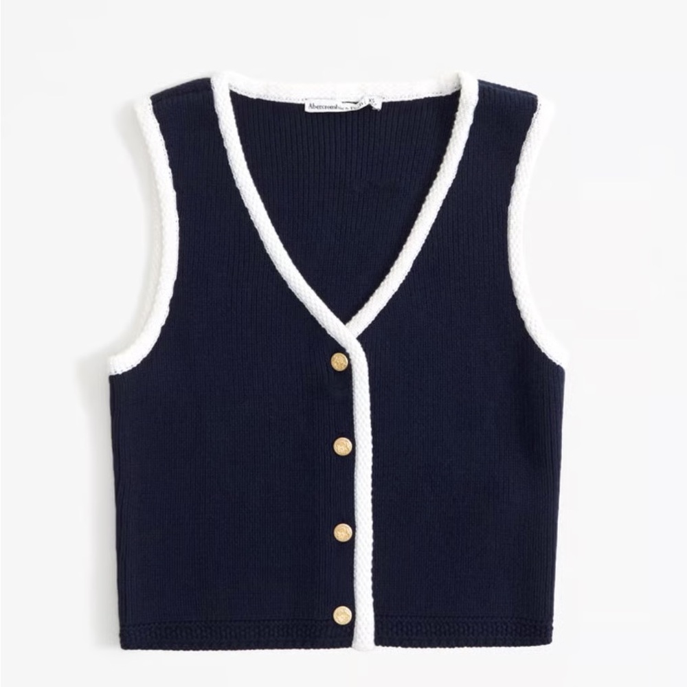 Abercrombie & Fitch Navy Blue Knit Mara Sweater Top